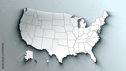 Modern White Map of United States with States