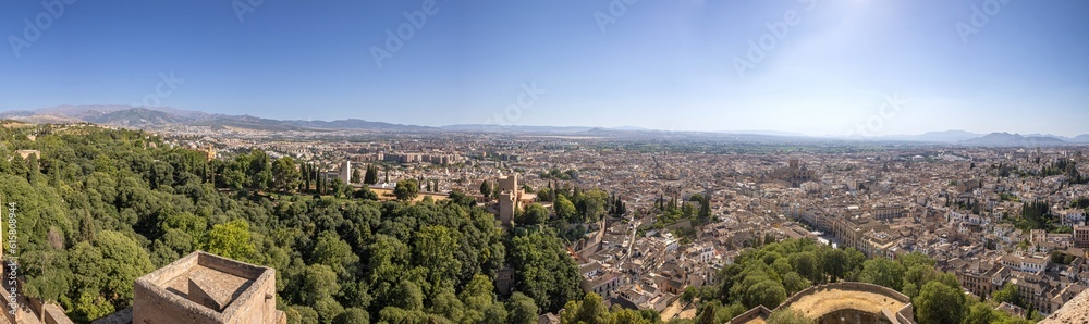 The downtown and western districts of Granada as viewed from the Alhambra
