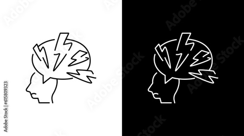 Brain Storm Thinking Intelligent Emotion Doodle Icon outline Button Design