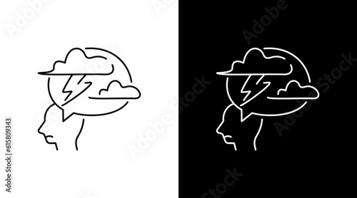 Brain Storm Thinking Solution Emotion Doodle Icon outline Button Design