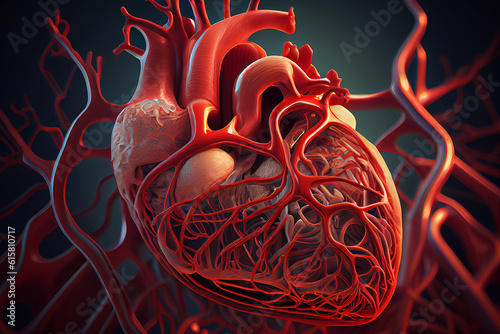 Close up photo of anatomically correct clogged artery of human heart