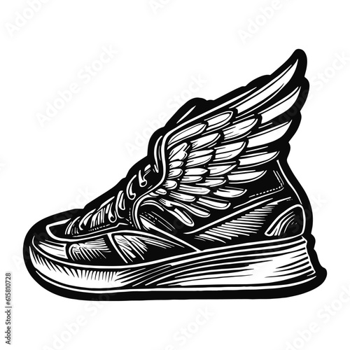 sneaker with a wing illustration