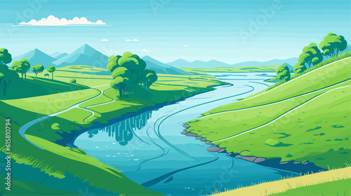  Vector Illustration of Green Hills