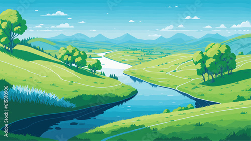 Vector Illustration of Green Hills