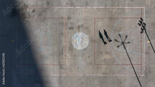 Top view of a school playground in Eastern Europe.