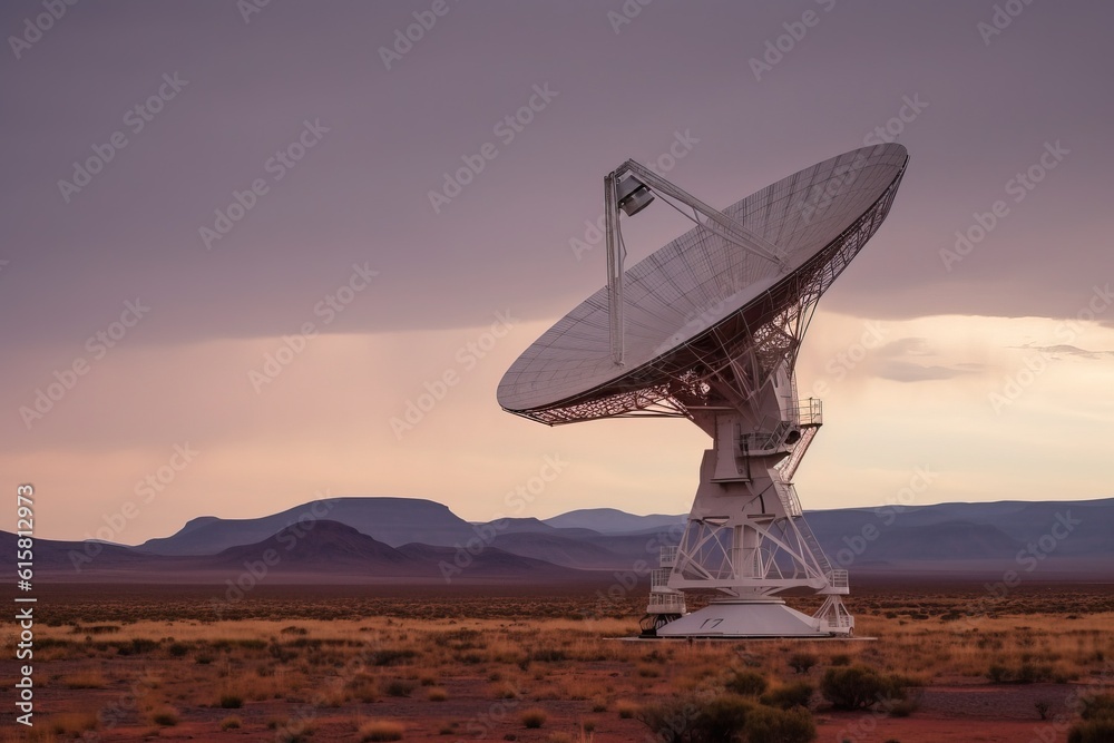 Large satellite dish twilight