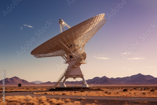 Large satellite dish twilight