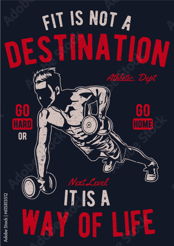 Vintage Look Fitness Workout Gym Rat Tshirt Design 