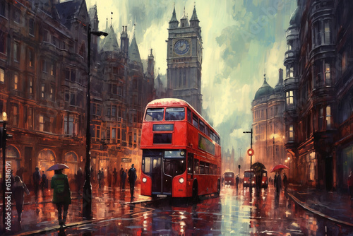 Watercolor style painting of London
