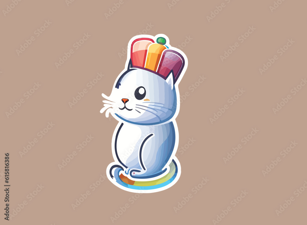Cute kawaii smiling cat sticker. Generate Ai Cute kawaii smiling cat sticker. Generate Ai