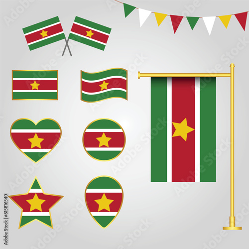 Free Download vector collection of Surinam State of South America emblems and icons in different shapes - GFXLoad