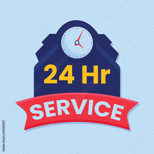 24 hour service vector design with watch icon