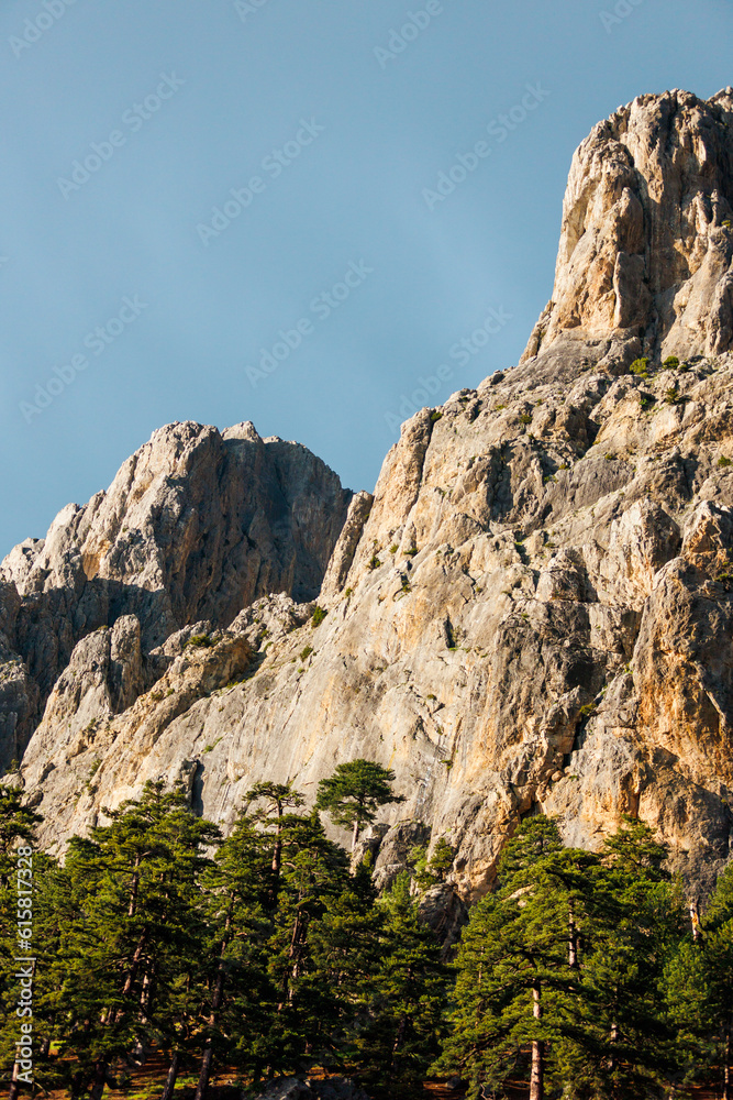 Mountaineering in Turkey. Beautiful alpine highlands with beautiful skies. Incredible view of the mountains of Turkey. View of the popular mountainous region of Dedegel. Dedegol. Turkey.