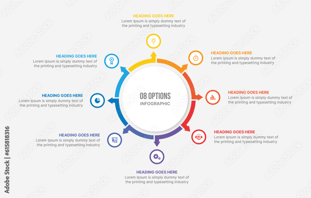 Cycle Infographic Template Design With 8 Steps or Options, Workflow or Process Diagram Cycle Infographic Template Design With 8 Steps or Options, Workflow or Process Diagram