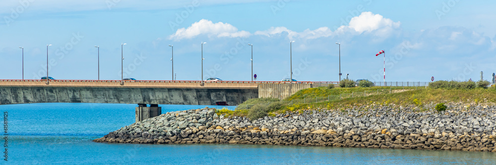 Part of the Ile de Ré bridge connecting the shore of La Rochelle, France