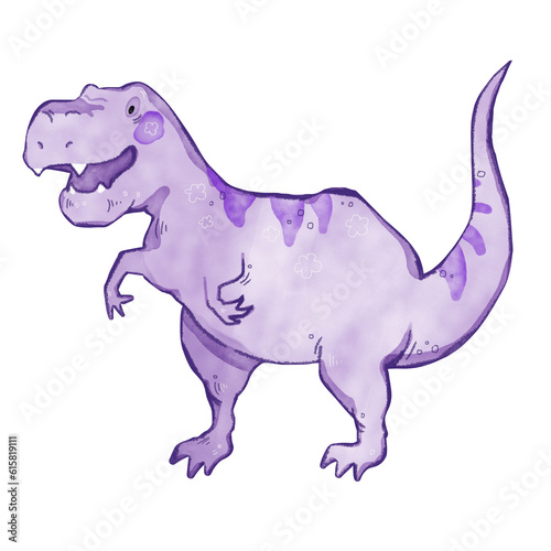 watercolor Dinosaur tyrannosaurus
