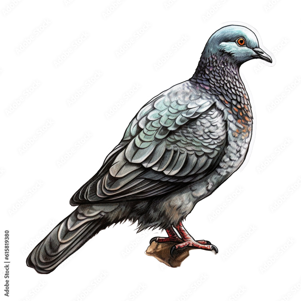 Fototapeta premium Pigeon Character Sticker, Generative AI