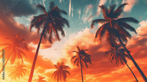 palm trees sunset
