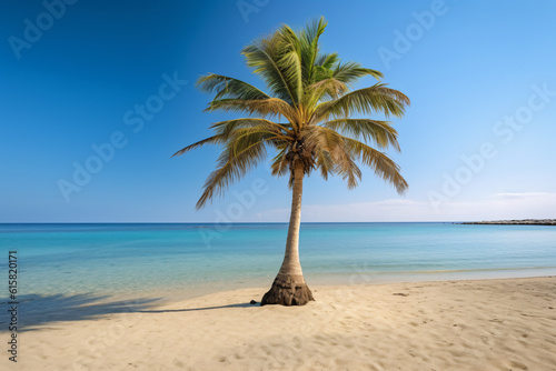 Palm tree on an empty beach photography © yuniazizah