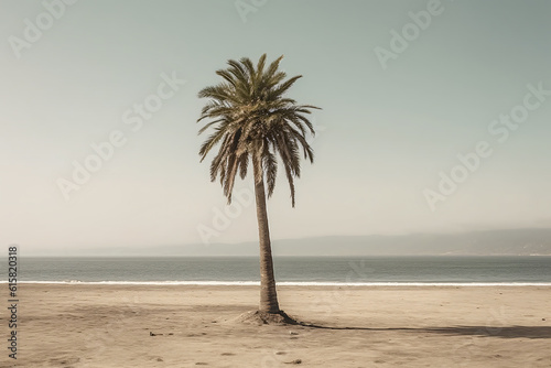 Palm tree on an empty beach photography