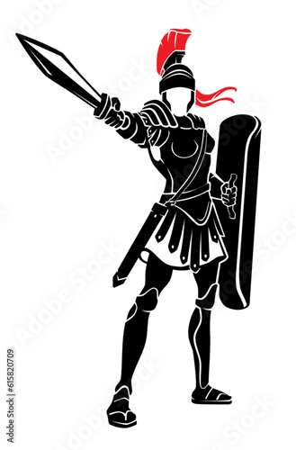 Female Roman Legionnaire,  Medieval Woman Soldier Silhouette