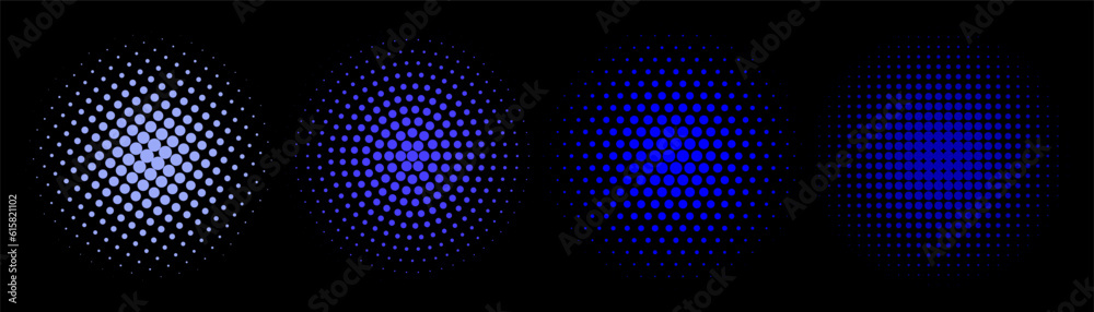Set of halftone circles. Vector illustration, Set of halftone circles. Vector illustration,