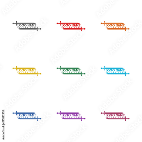 Sword design logo template icon isolated on white background. Set icons colorful