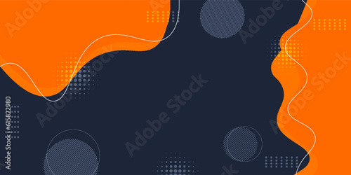 Modern dark blue orange geometric business banner design. creative banner design with wave shapes and lines for template. Simple horizontal banner. Eps10 vector
