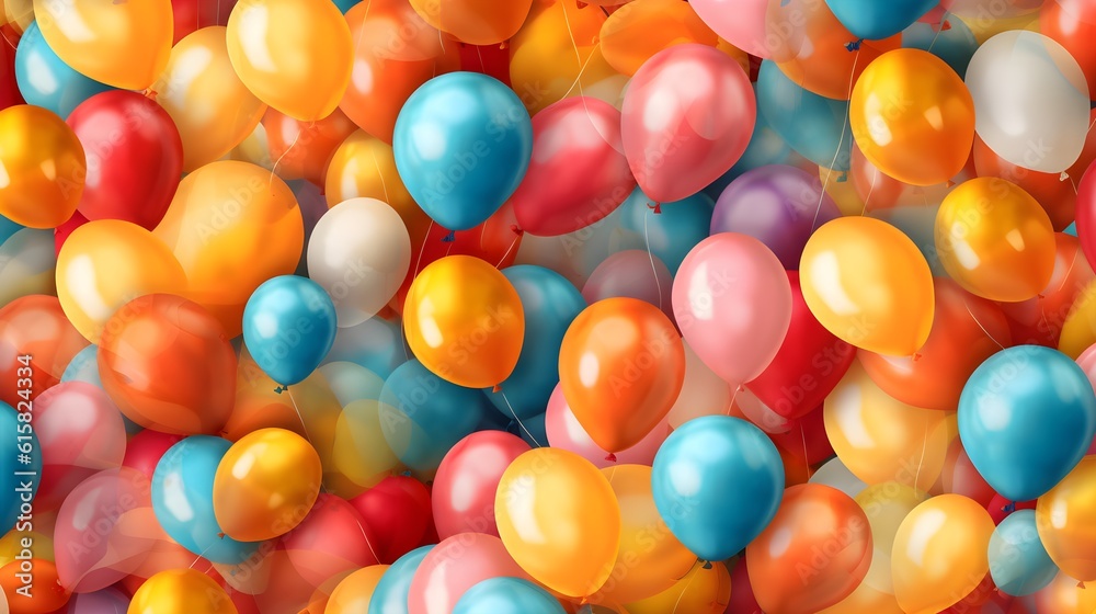 Bright Shiny Multicoloured balloons filled with helium, balloon stack