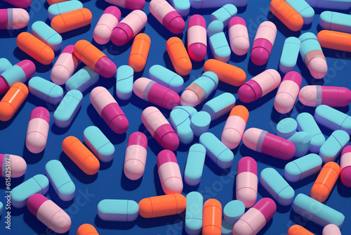 medication capsule pill medicine pharmacy medical illustration pharmaceutical drug tablet. Generative AI.