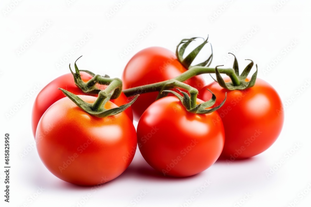 tomatoes on a vine isolated on white background. Generative AI tomatoes on a vine isolated on white background. Generative AI