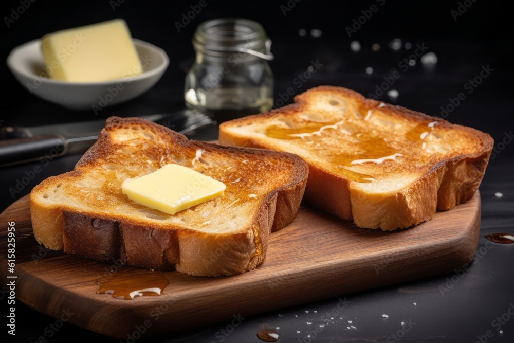 Toasted bread with butter. Generative AI
