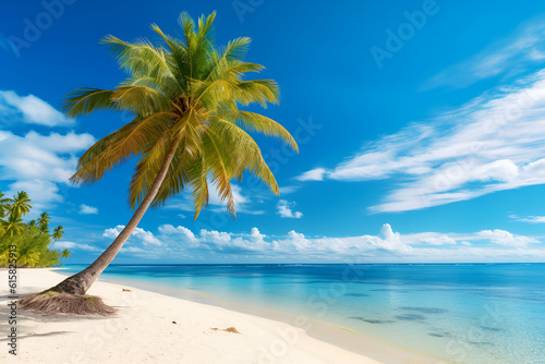 palm tree on the beach © alphazero