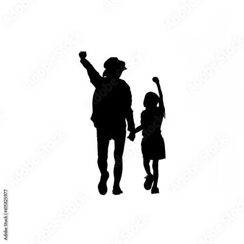Happy fatther's Day. Vector cute illustrations of father and daughter hugging, Family. Fatherand the daughter. Father and the daughter silhouette. Black andwhite father and the daughter illustration.