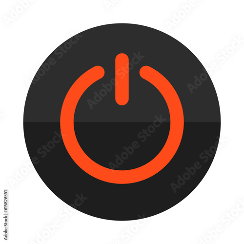 Power Button In Orange Black Color Circle Shape
