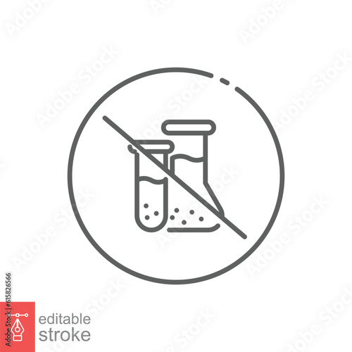 Free chemical risk icon. Simple outline style. Non additives  preservatives  sulphate  organic food concept. Thin line symbol. Vector illustration isolated on white background. Editable stroke EPS 10.