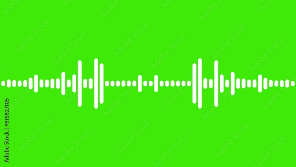 4k abstract music sound wave or audio wavefrom isolated on green screen background.Line digital minimalist voice and soundtrack wave equalizer.Shape line volume or speech symbol animated background.