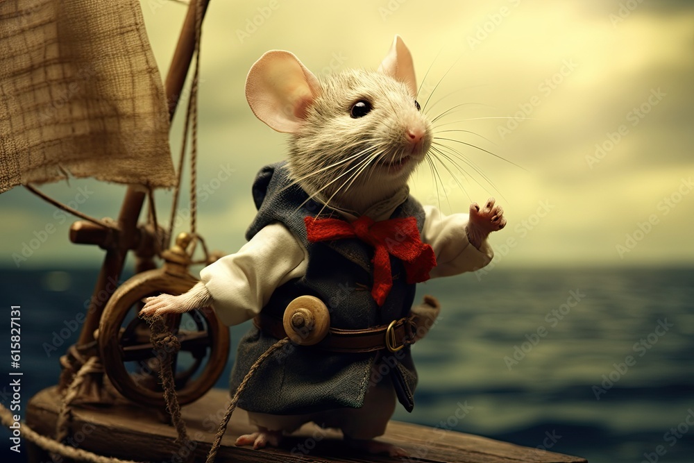 mouse as a sailor, fantasy illustration, generated with ai