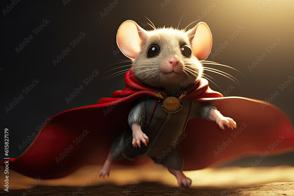 mouse as a superhero, fantasy illustration, generated with ai