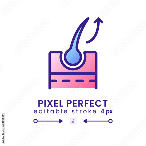 Goosebumps gradient fill desktop icon. Emotional arousal. Hair raising on skin. Nervous system. Pixel perfect, outline 4px. Modern colorful linear symbol. Vector isolated editable RGB element