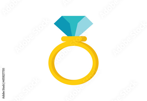 Vector cute engagement ring colorful isolated icon 