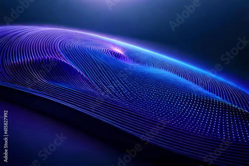 wave abstact vector dark blue background. Technology composition. Blue and purple particles wave surface on black background. Abstract technology or science for making scenes AI generated