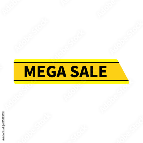 Mega Sale In Yellow Color Rectangle Shape With Black Line For Advertisement Sale
