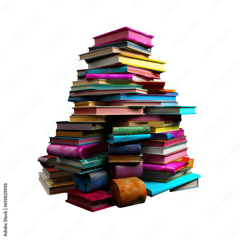 Stack of colorful 3d books. transparent background. Generative AI. Stack of colorful 3d books. transparent background. Generative AI.