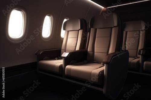 First class business luxury seats. Generative AI © piai