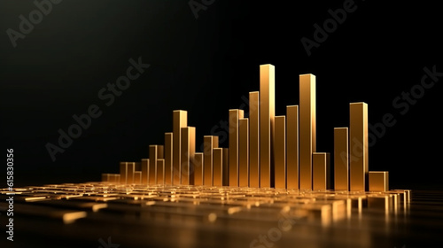 Financial gold graph - investment finance - business on growth - currency - insight chart market background of success - profit - trade - diagram - AI generated.