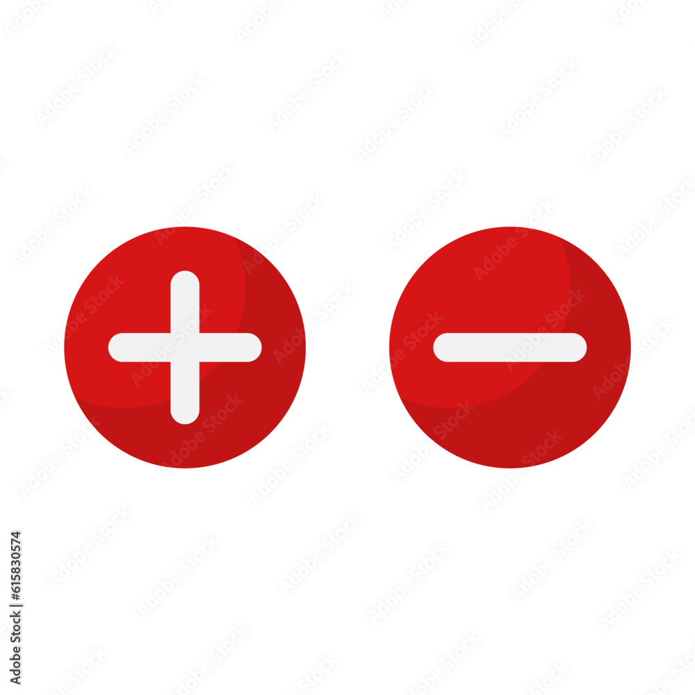 Fototapeta premium Plus Minus Icon In Red Color Circle Shape With White Line 