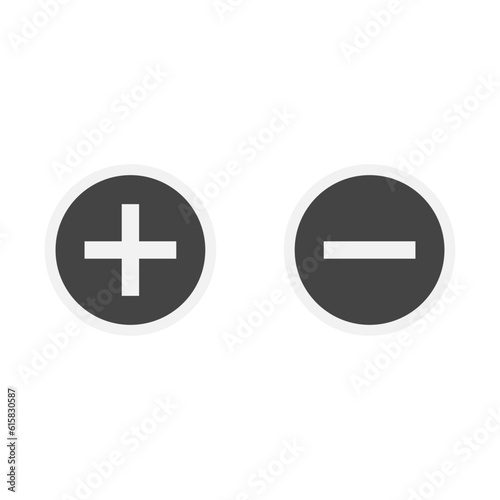 Plus Minus Icon In Grey Color Circle Shape With White Line 