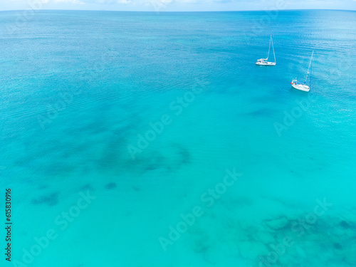 Aerial drone panorama of the white beaches of Antigua island in the Caribbean sea © DD25