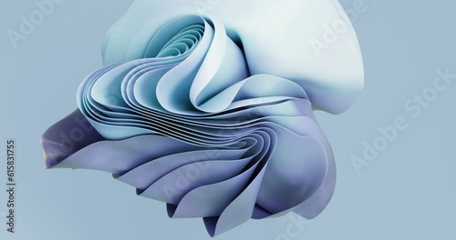 3D background. Flying cloth. Blue textile flying. abstract shape, animation in 4K. Seamless 3D loop video.